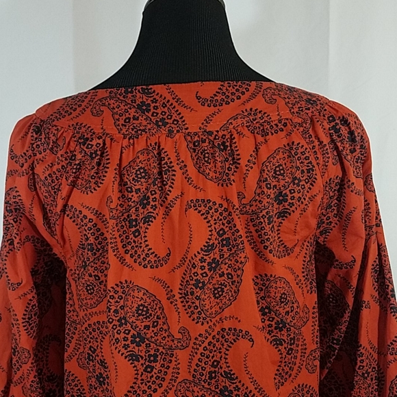 Lands' End Burnt Orange Paisley Blouse - Picture 9 of 10